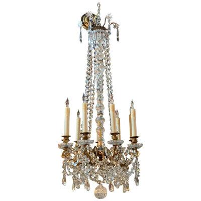 19th Century French Baccarrat Style Gilt Bronze and Crystal Chandelier