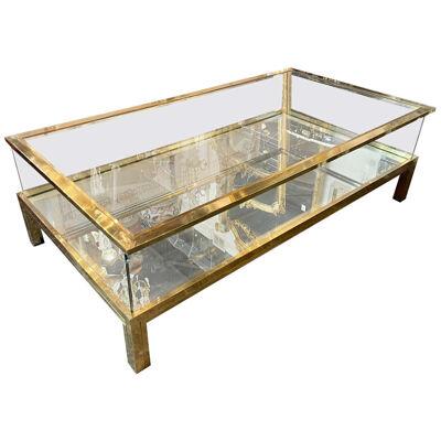 French Maison Jansen Style Gilt Bronze and Glass Case Coffee Table