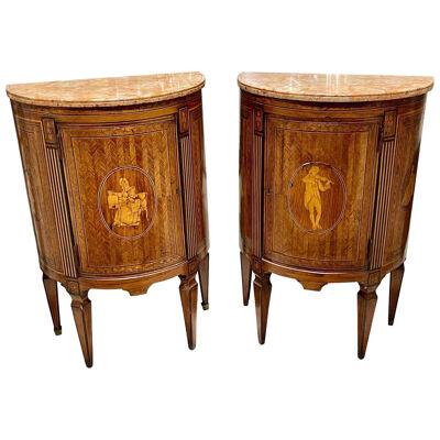 Pair of 19th Century Northern Italian Neo Classical Inlaid Side Tables
