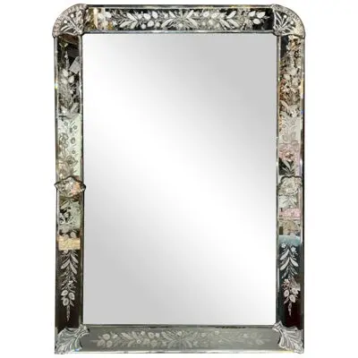 Venetian Etched Glass Louis Philippe Shape Mirror