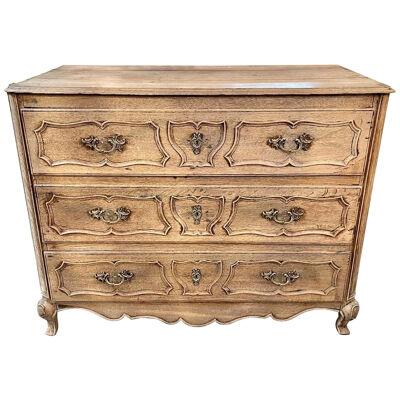 18th Century Carved and Bleached Oak Commode