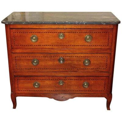 French Transitional Commode with Marquetry Inlay