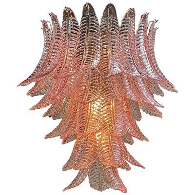 Modern Pink Murano Palm Leaf Chandelier