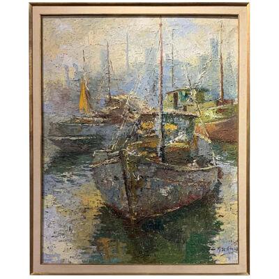Modern Abstract Painting of Boats