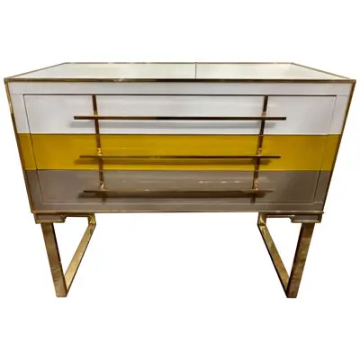 Murano Glass and Brass Designer Multi-Glass Side Table