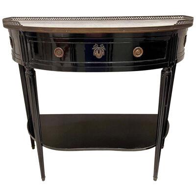 French Louis XVI Style Black Lacquered Servers with Carrara Marble Top