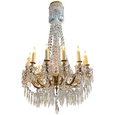 19th Century French Baccarat Gilt Bronze and Crystal 12 Light Chandelier