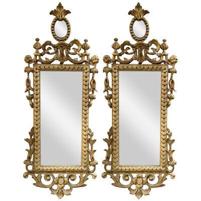 19th Century Italian Carved and Giltwood Narrow Mirrors