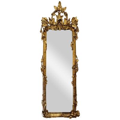 19th Century French Carved Giltwood Tree Form Narrow Mirror