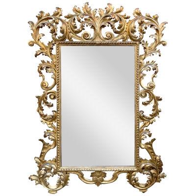 19th Century Italian Florentine Carved and Giltwood Mirror