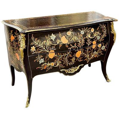French Louis XV Style Bombe Painted Commode