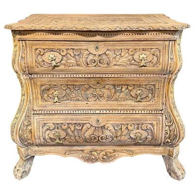 Early 20th Century Dutch Carved and Bleached Oak Commode
