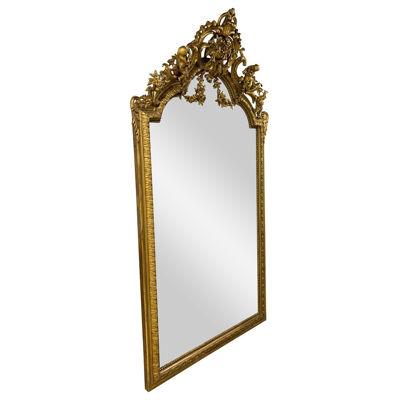 19th Century French Louis XVI Style Carved and Giltwood Mirror