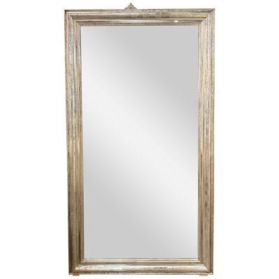 French Louis Philippe Silver Leaf Rectangular Mirror