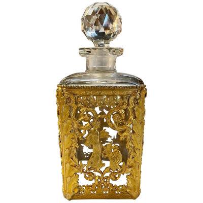 19th Century French Baccarat Style Bronze Dore Bottle