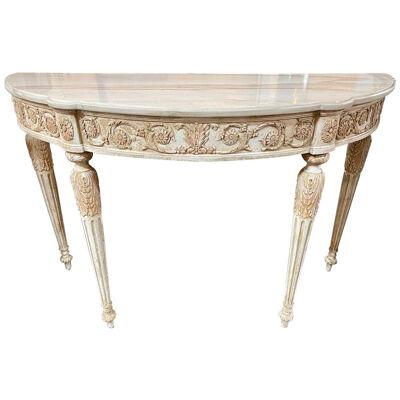 French Louis XVI Carved and Painted Console with Onyx Top