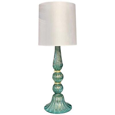 Vintage Green and Gold Murano Glass Lamp