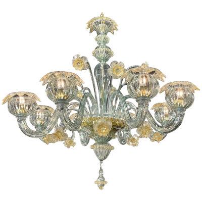 Vintage Style Venetian Fontana Green and Gold Chandelier
