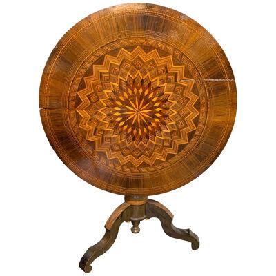 19th Century Northern Italian Inlaid Wood Side Table