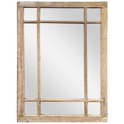 Antique French Stripped Pine and Gesso Paneled Mirrors
