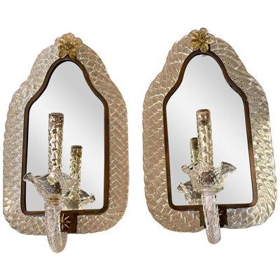 Pair of Vintage Italian Murano Glass Wall Sconces