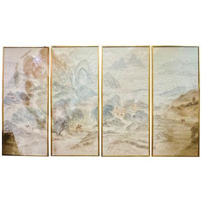 Chinese Qing Dynasty Painted Framed Panels