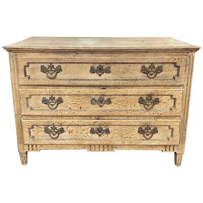 18th Century French Carved and Bleached White Oak Commode