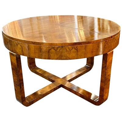 Vintage French Art Deco Style Walnut Center Table