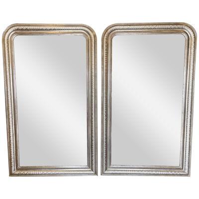 Pair of French Louis Philippe Style Mirror with Geometric Pattern
