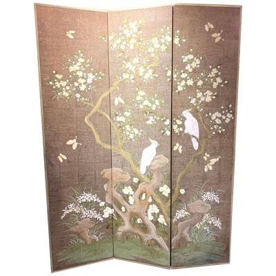 Hand Painted 3 Panel Screen by Robert Crowder