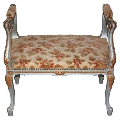 Antique French Walnut Upholstered Bench