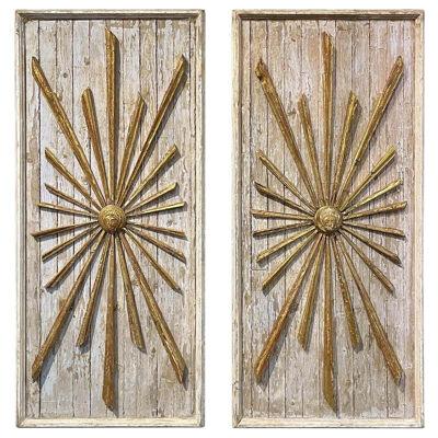 Pair of Italian Decorative Parcel-Gilt Sunburst Panels