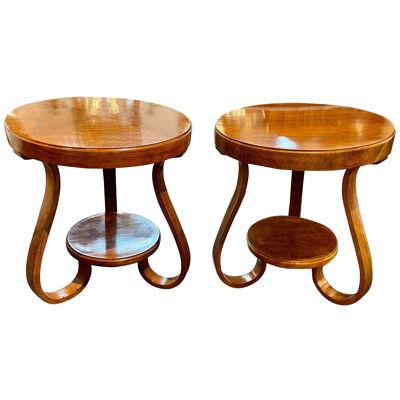 Vintage Art Deco Walnut Side Tables