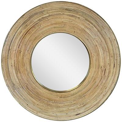 Modern Round Bamboo and Brass Mirrors