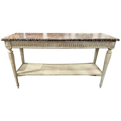 18th Century French Louis XVI Carved and Painted Console