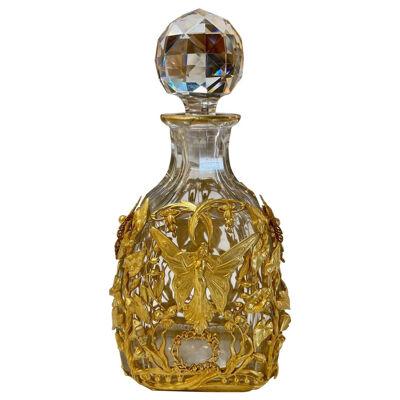 19th Century French Baccarat Style Bronze Dore Bottle