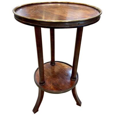 19th Century French Empire Walnut and Brass Side Table