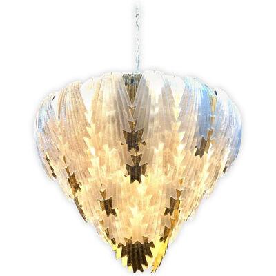 Large Scale Gold and White Murano Waterfall Chandelier