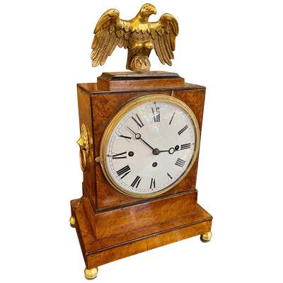 19th Century Italian Empire Walnut Mantel Clock
