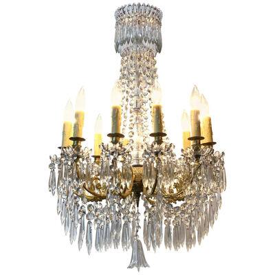 19th Century French Baccarat Gilt Bronze Crystal Chandelier