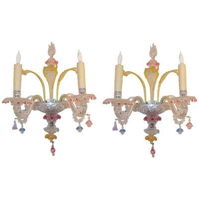 Hard to Find Exquisite Pair of Venetian Sconces
