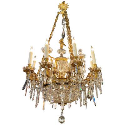 19th Century French Louis XVI Crystal Chandelier with 18 Lights