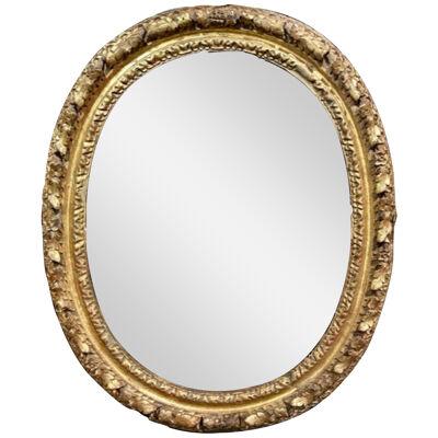18th Century French Carved and GIltwood Oval Mirror