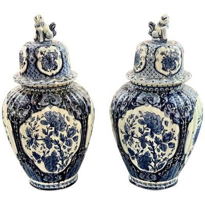 Pair of Delft Covered Jars