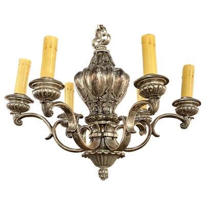 19th Century English Silver Plate 6-Light Chandelier