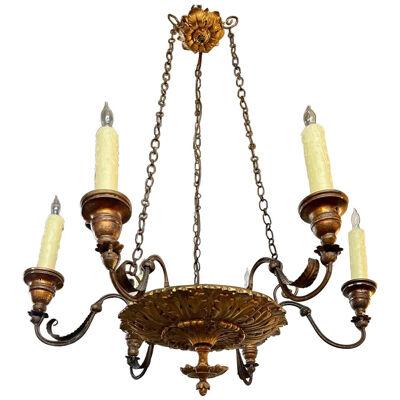 19th Century Italian Carved and Painted Giltwood Chandelier