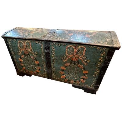 19th Century Large Scale Painted Swedish Blanket Chest