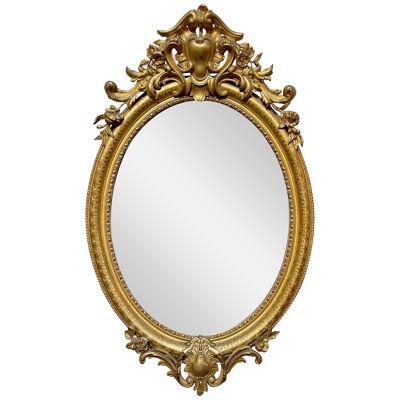 19th Century French Louis XV Oval Giltwood Mirror