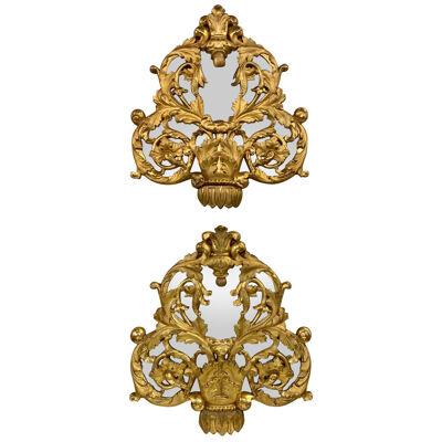 Pair of Early 19th Century Italian Carved and Giltwood Mirrors
