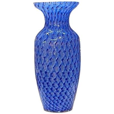 Vintage Large Scale Blue Murano Glass Vase